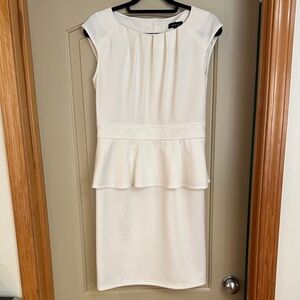 Spense Vintage Ivory Peplum Dress with stretch, size 10